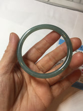 Load image into Gallery viewer, 53mm Certified Type A 100% Natural icy watery deep sea dark green/blue/gray/black Guatemala slim round cut Jadeite bangle PB146-8141
