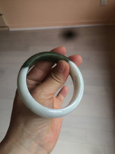 Load image into Gallery viewer, 54.8mm certified type A 100% Natural oily dark green/white(半山半水) chubby Jadeite Jade bangle C82-4436
