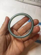 Load image into Gallery viewer, 53mm Certified Type A 100% Natural icy watery deep sea dark green/blue/gray/black Guatemala slim round cut Jadeite bangle PB146-8141
