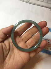 Load image into Gallery viewer, 53mm Certified Type A 100% Natural icy watery deep sea dark green/blue/gray/black Guatemala slim round cut Jadeite bangle PB146-8141
