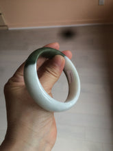 Load image into Gallery viewer, 54.8mm certified type A 100% Natural oily dark green/white(半山半水) chubby Jadeite Jade bangle C82-4436
