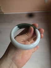 Load image into Gallery viewer, 54.8mm certified type A 100% Natural oily dark green/white(半山半水) chubby Jadeite Jade bangle C82-4436
