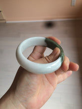 Load image into Gallery viewer, 54.8mm certified type A 100% Natural oily dark green/white(半山半水) chubby Jadeite Jade bangle C82-4436
