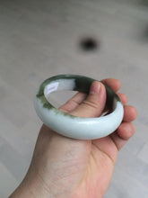 Load image into Gallery viewer, 54.8mm certified type A 100% Natural oily dark green/white(半山半水) chubby Jadeite Jade bangle C82-4436
