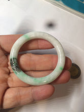 Load image into Gallery viewer, 35-38mm Type A 100% Natural sunny green/white Jadeite Jade kids bangle /scarf button group BF100
