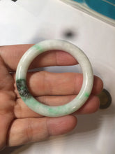 Load image into Gallery viewer, 35-38mm Type A 100% Natural sunny green/white Jadeite Jade kids bangle /scarf button group BF100
