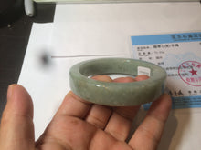 Load image into Gallery viewer, 55.7mm certified type A 100% Natural light green/gray square style Jadeite Jade bangle AX100-1500
