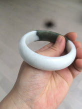 Load image into Gallery viewer, 54.8mm certified type A 100% Natural oily dark green/white(半山半水) chubby Jadeite Jade bangle C82-4436
