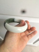 Load image into Gallery viewer, 54.8mm certified type A 100% Natural oily dark green/white(半山半水) chubby Jadeite Jade bangle C82-4436
