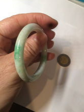 Load image into Gallery viewer, 35-38mm Type A 100% Natural sunny green/white Jadeite Jade kids bangle /scarf button group BF100
