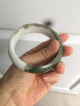 Load image into Gallery viewer, 54.8mm certified type A 100% Natural oily dark green/white(半山半水) chubby Jadeite Jade bangle C82-4436
