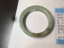 Load image into Gallery viewer, 57.6mm certified type A 100% Natural light green/gray square style Jadeite Jade bangle AX101-1509
