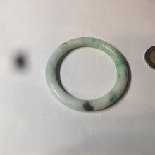 Load image into Gallery viewer, 35-38mm Type A 100% Natural sunny green/white Jadeite Jade kids bangle /scarf button group BF100
