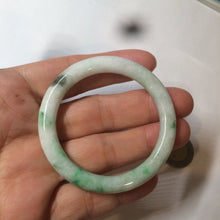 Load image into Gallery viewer, 35-38mm Type A 100% Natural sunny green/white Jadeite Jade kids bangle /scarf button group BF100
