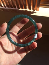 Load image into Gallery viewer, 56mm Certified Type A 100% Natural dark green/blue/gray Guatemala slim round cut Jadeite bangle PD16-4447
