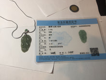 Load image into Gallery viewer, Certified type A 100% Natural icy watery dark green gray Jadeite Jade leaf pendant X137-4762
