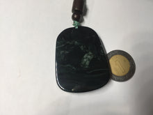 Load image into Gallery viewer, 100% Natural clear dark green/black jadeite jade(Mocui, 墨翠) dragon Pendant/handhold worry stone BL128
