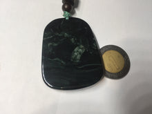 Load image into Gallery viewer, 100% Natural clear dark green/black jadeite jade(Mocui, 墨翠) dragon Pendant/handhold worry stone BL128
