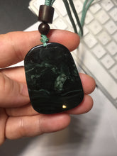 Load image into Gallery viewer, 100% Natural clear dark green/black jadeite jade(Mocui, 墨翠) dragon Pendant/handhold worry stone BL128
