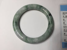 Load image into Gallery viewer, 55.8mm certified 100% natural Type A light green white with green floating flowers round cut jadeite jade bangle BS93-6606
