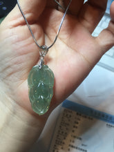 Load image into Gallery viewer, Certified type A 100% Natural icy watery dark green gray Jadeite Jade leaf pendant X137-4762
