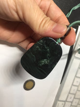 Load image into Gallery viewer, 100% Natural clear dark green/black jadeite jade(Mocui, 墨翠) dragon Pendant/handhold worry stone BL128
