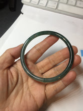 Load image into Gallery viewer, 60mm Certified Type A 100% Natural icy watery deep sea dark green/blue/gray/black Guatemala slim round cut Jadeite bangle PB150-1476
