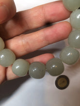 Load image into Gallery viewer, 14x13.4mm 100% Natural light green/gray vintage style nephrite Hetian Jade bead bracelet HE82
