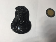 Load image into Gallery viewer, 100% Natural dark green/black jadeite jade(Mocui, 墨翠) GuanYin(观音) Pendant/handhold worry stone BL130
