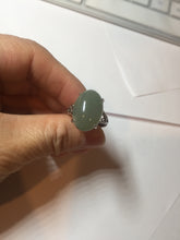 Load image into Gallery viewer, 100% natural type A icy watery light green/gray four-prong jadeite jade ring X141
