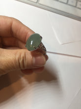 Load image into Gallery viewer, 100% natural type A icy watery light green/gray four-prong jadeite jade ring X141
