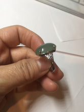 Load image into Gallery viewer, 100% natural type A icy watery light green/gray four-prong jadeite jade ring X141
