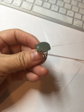 Load image into Gallery viewer, 100% natural type A icy watery light green/gray four-prong jadeite jade ring X141
