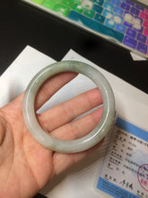 Load image into Gallery viewer, 56mm certified 100% natural type A light green/white chubby round cut jadeite jade bangle AK66-3498

