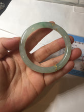 Load image into Gallery viewer, 53mm 100% Natural type A icy watery sunny green carved and golden-painted round cut Jadeite Jade bangle PA173-0228

