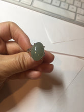 Load image into Gallery viewer, 100% natural type A icy watery light green/gray four-prong jadeite jade ring X141
