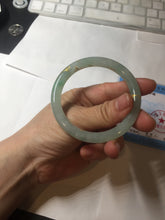 Load image into Gallery viewer, 53mm 100% Natural type A icy watery sunny green carved and golden-painted round cut Jadeite Jade bangle PA173-0228
