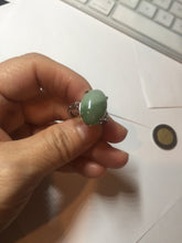 Load image into Gallery viewer, 100% natural type A half light green half dark green four-prong jadeite jade ring X142
