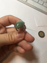 Load image into Gallery viewer, 100% natural type A half light green half dark green four-prong jadeite jade ring X142
