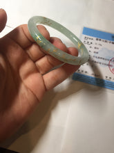 Load image into Gallery viewer, 53mm 100% Natural type A icy watery sunny green carved and golden-painted round cut Jadeite Jade bangle PA173-0228
