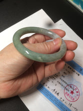 Load image into Gallery viewer, 54mm certified 100% natural type A light green/white chubby round cut jadeite jade bangle AK67-3497
