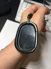 Load image into Gallery viewer, 100% Natural dark green/black jadeite jade(Mocui, 墨翠) three sheep Pendant/handhold worry stone BL129
