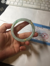 Load image into Gallery viewer, 53mm 100% Natural type A icy watery sunny green carved and golden-painted round cut Jadeite Jade bangle PA173-0228
