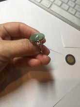 Load image into Gallery viewer, 100% natural type A half light green half dark green four-prong jadeite jade ring X142
