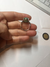 Load image into Gallery viewer, 100% natural type A half light green half dark green four-prong jadeite jade ring X142
