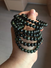 Load image into Gallery viewer, 5.5-6mm 100% natural type A dark green/black jadeite jade beads bracelet group BL132
