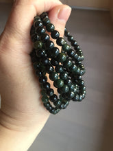 Load image into Gallery viewer, 5.5-6mm 100% natural type A dark green/black jadeite jade beads bracelet group BL132
