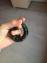 Load image into Gallery viewer, 5.5-6mm 100% natural type A dark green/black jadeite jade beads bracelet group BL132
