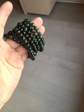 Load image into Gallery viewer, 5.5-6mm 100% natural type A dark green/black jadeite jade beads bracelet group BL132
