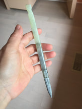 Load image into Gallery viewer, 19.5cm 100% Natural light green black Xiu Jade Serpentine hairpin AW13
